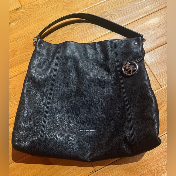 Michael Kors Black Pebbled Leather Shoulder Bag - Picture 1 of 6